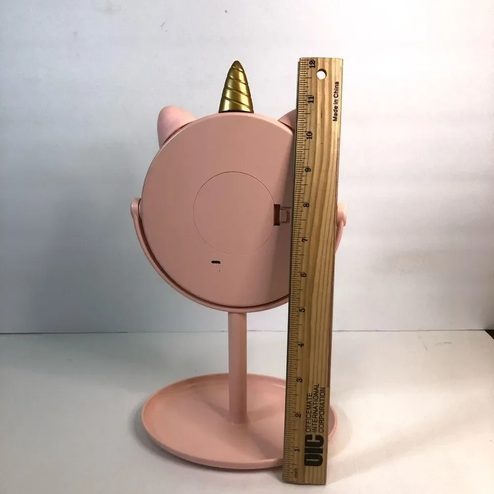 lighted‎ unicorn mirror usb port and tilt mirror light pink vanity tray mirror